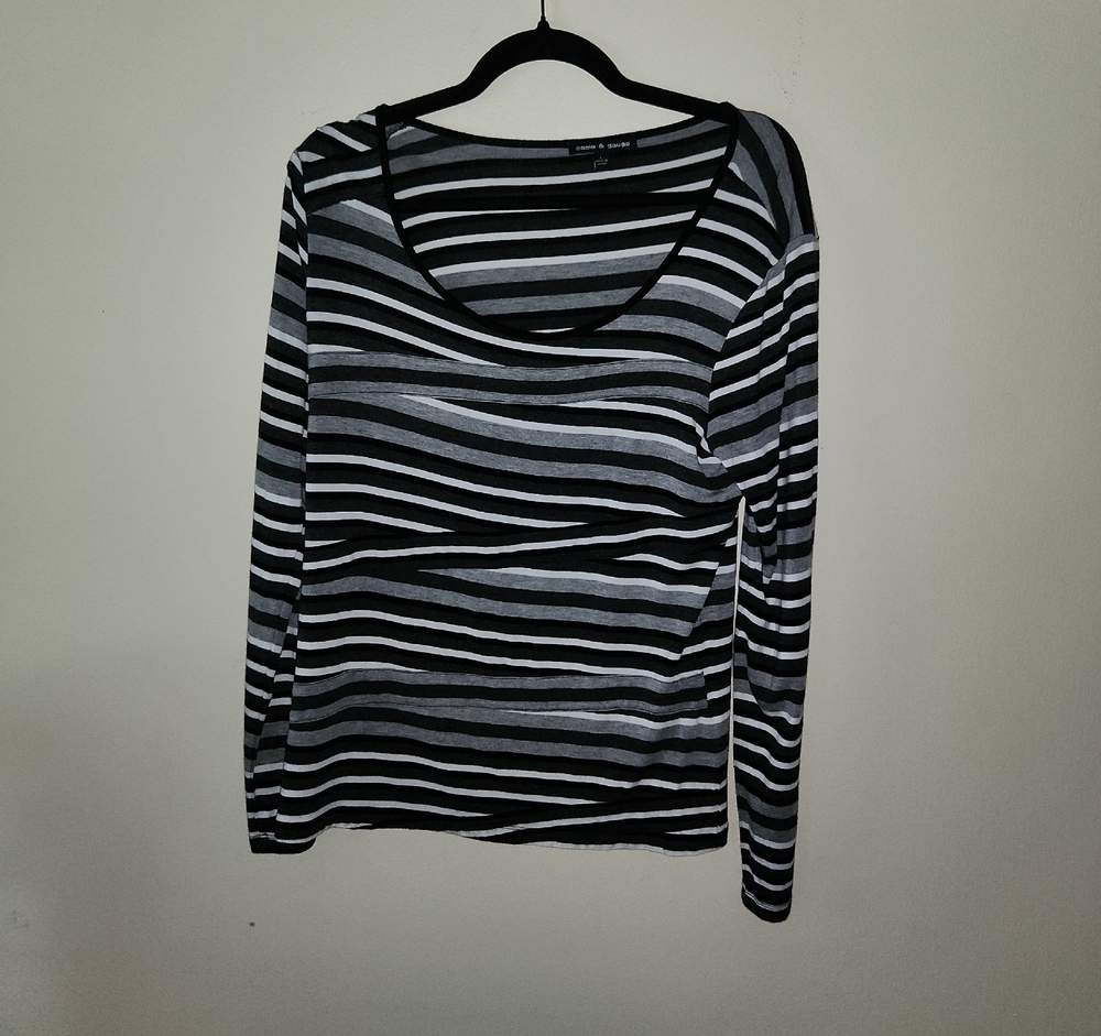 Cable & Gauge Black and Gray Striped Blouse